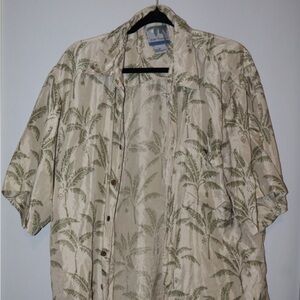 Vintage Green Palm Print Casual Shirt